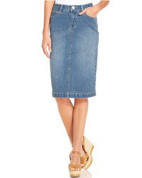 Style&co. Style Co Tummy Control Sea Glass Denim Skirt Only At Macys