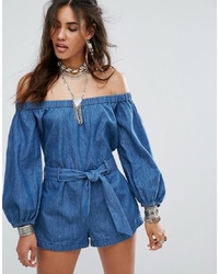 Free People Tangled In Willows Off Shoulder Playsuit