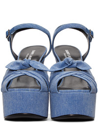 Saint Laurent Blue Denim Candy Bow Sandals