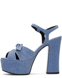 Saint Laurent Blue Denim Candy Bow Sandals