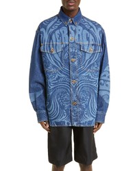 Versace Medusa Music Denim Shirt Jacket In Medium Blue At Nordstrom