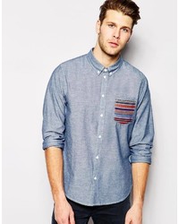 Another Influence Denim Shirt With Contrast Pocket