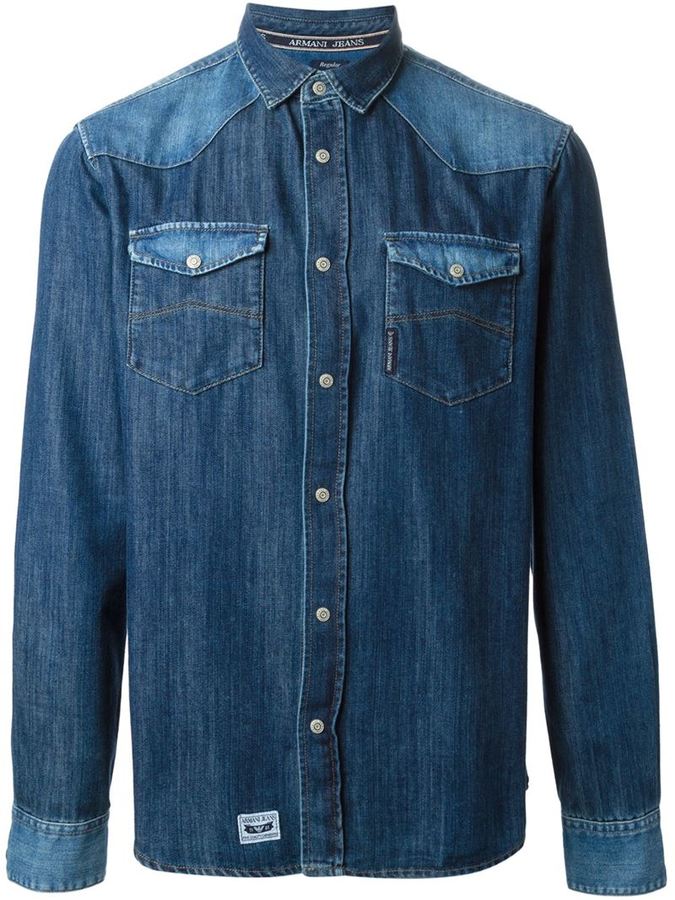 Armani Jeans Western Denim Shirt, $138 | farfetch.com | Lookastic