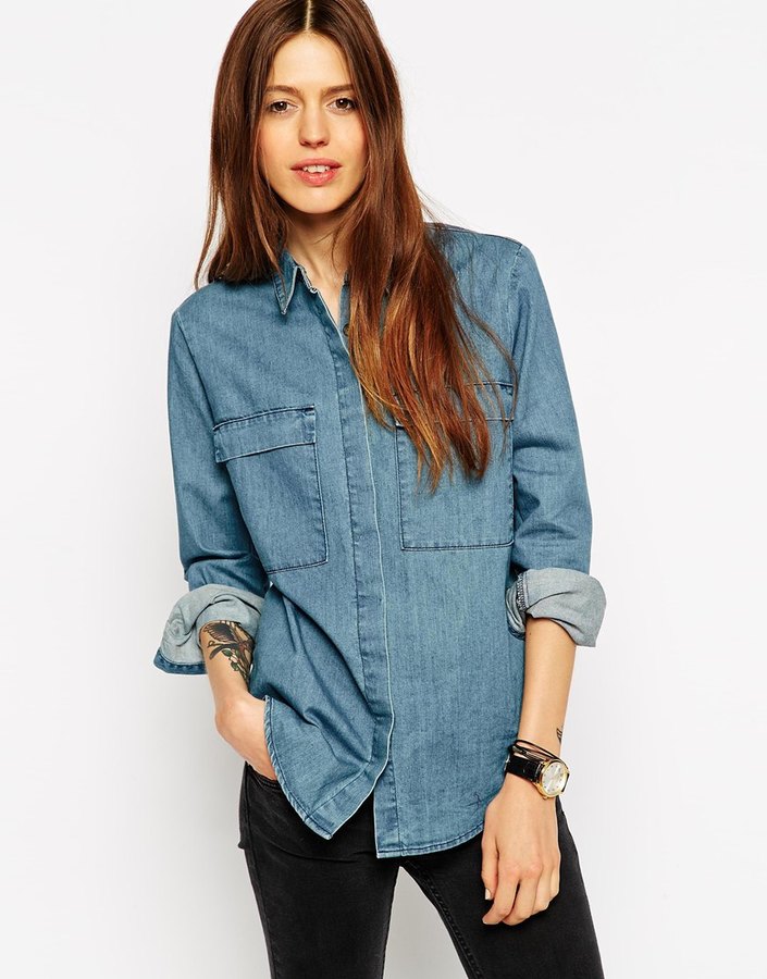 Asos Collection Denim Boyfriend Shirt With Utility Styling | Where to ...