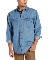 Carhartt Big Tall Washed Denim Work Shirt Long Sleeve Button Front Original Fit