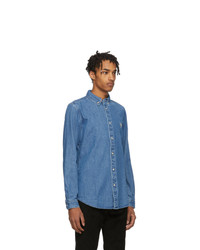 Ps By Paul Smith Blue Denim Tailored Fit Zebra Shirt