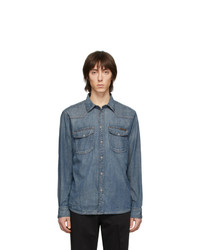 Men's Blue Denim Shirt, Tobacco Chinos | Men's Fashion | Lookastic.com