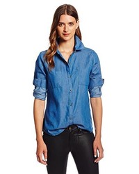 Lucca Couture Denim With Plaid Button Front Shirt