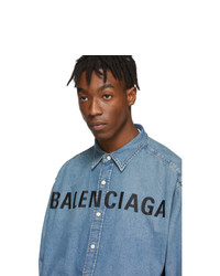 Balenciaga Indigo Denim Logo Shirt