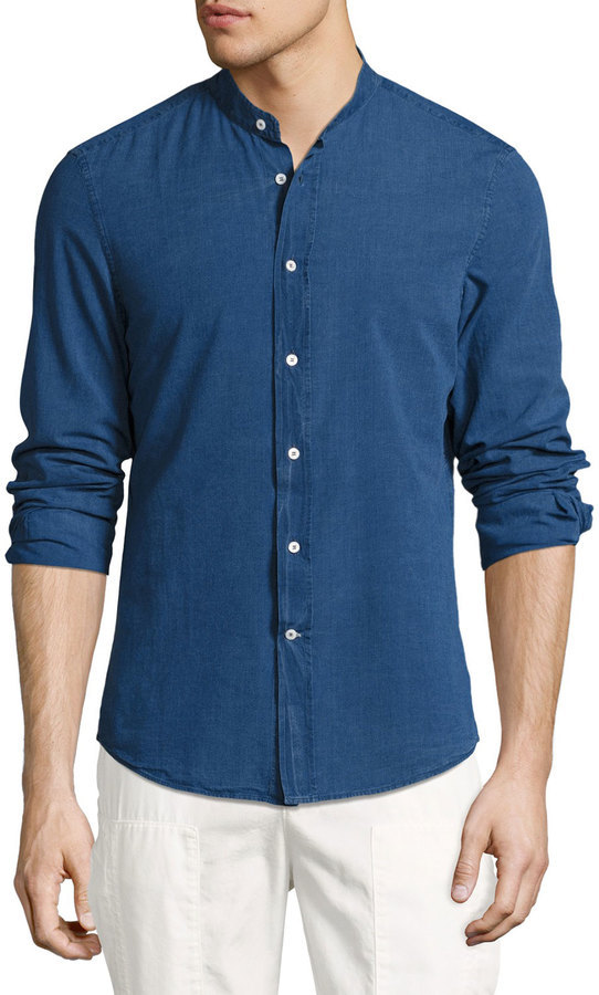 Goodthreads Standard-fit Long-sleeve Band-collar Denim in Blue for Men |  Lyst