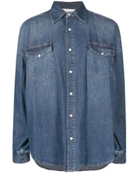 Alexander McQueen Long Sleeved Buttoned Denim Shirt