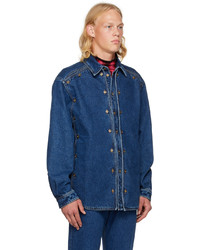 Y/Project Navy Button Panel Denim Shirt