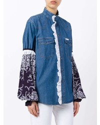 Forte Dei Marmi Couture Printed Sleeve Denim Shirt