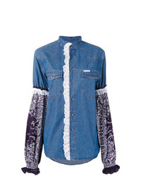 Forte Dei Marmi Couture Printed Sleeve Denim Shirt