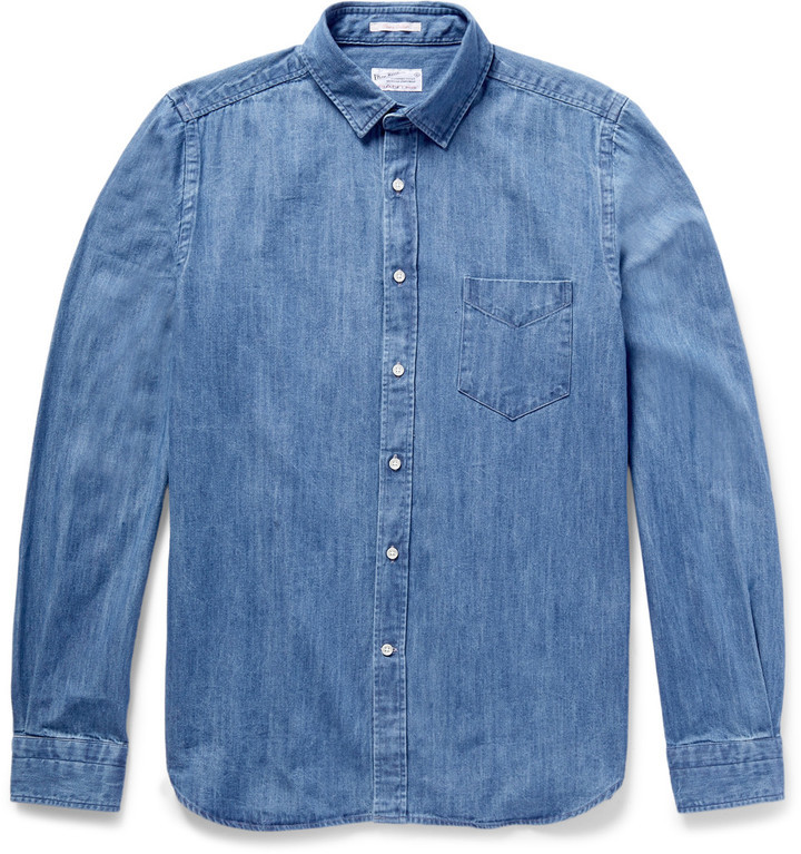 Gant Rugger Slim Fit Washed Denim Shirt, $125 | MR PORTER | Lookastic