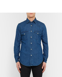 Tom Ford Slim Fit Washed Cotton Chambray Western Shirt