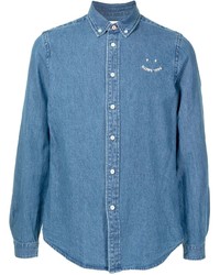 PS Paul Smith Smile Embroidered Logo Denim Shirt