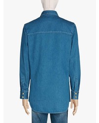 Gucci Web Detail Long Sleeve Denim Shirt