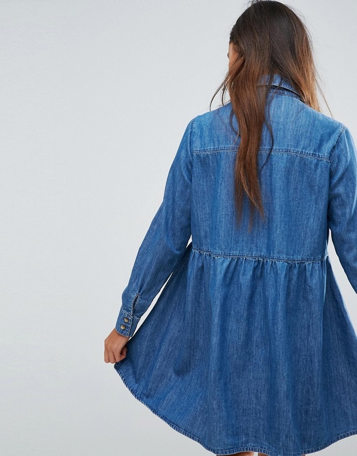 denim smock shirt dress