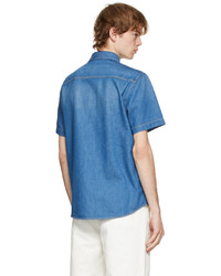 Gucci Blue Denim Boutique Patch Short Sleeve Shirt