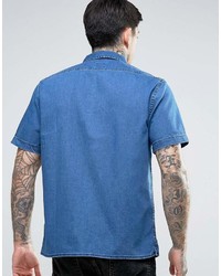 Lee Denim Regular Fit Shirt Short Sve Coated Wash