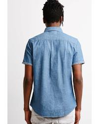 Forever 21 Geo Trimmed Chambray Shirt