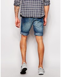 Blend of America Blend Denim Shorts Slim Fit Mid Distress Wash