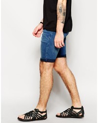 Asos Brand Denim Shorts In Extreme Super Skinny Fit Mid Length