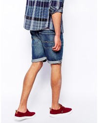 Asos Brand Denim Shorts In Slim Fit Mid Wash