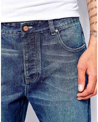 Asos Brand Denim Shorts In Slim Fit Mid Wash