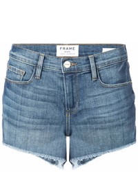 Frame Denim Blue Denim Fray Shorts