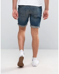 Asos Denim Shorts In Skinny 125oz Dark Wash Vintage Blue