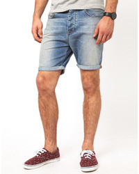 Asos Denim Shorts In Slim Fit Blue