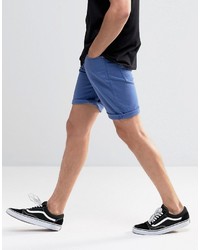 Asos Denim Shorts In Stretch Slim Bright Blue