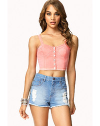 Forever 21 Frayed Southwestern Denim Shorts