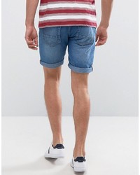 Pull&Bear Slim Fit Denim Shorts In Light Blue Wash