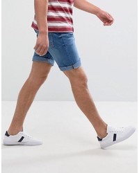 Pull&Bear Slim Fit Denim Shorts In Light Blue Wash
