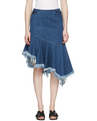 MARQUES ALMEIDA Blue Denim Draped Skirt