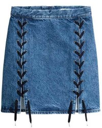 H&M Denim Skirt With Lacing