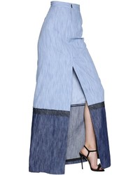 Dsquared2 Cotton Denim Long Skirt With Front Slit