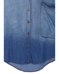 Romwe Sleeveless Blue Loose Denim Shirt