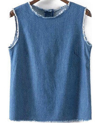 With Buttons Denim Tank Top