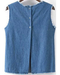 With Buttons Denim Tank Top