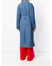 MSGM Double Breasted Denim Trench Coat