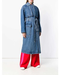 MSGM Double Breasted Denim Trench Coat