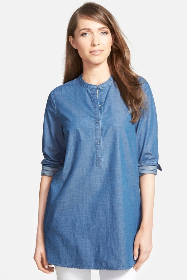 Allegra K Women's Button Down Long Sleeve Curved Hem Jean Denim Dress  X-Small Sky Blue at Amazon Women's Clothing store