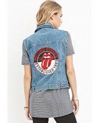 Forever 21 Rolling Stones Denim Vest