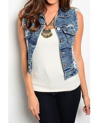 The Gypsy Couture Distressed Denim Vest