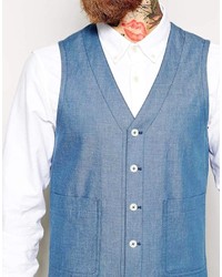 Asos Brand Slim Fit Vest In Chambray