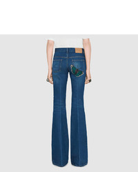 Gucci Embroidered Denim Flare Pant